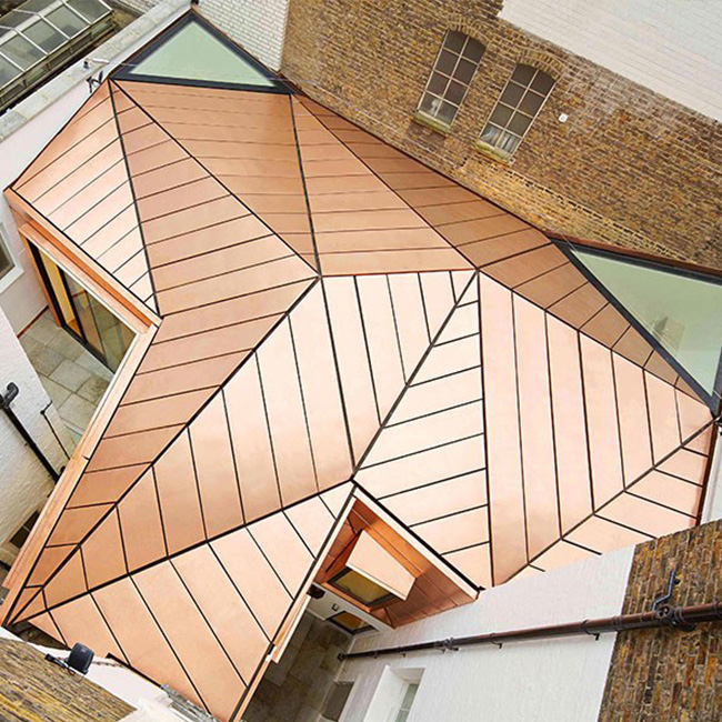 aerial view looking directly down on a copper roof in byron-bay